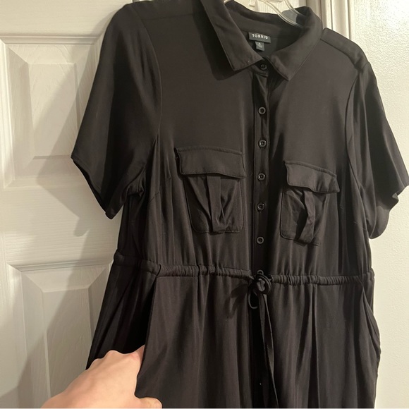 Torrid Black Twill Button Front Drawstring Shirt Dress 0X - Picture 10 of 14